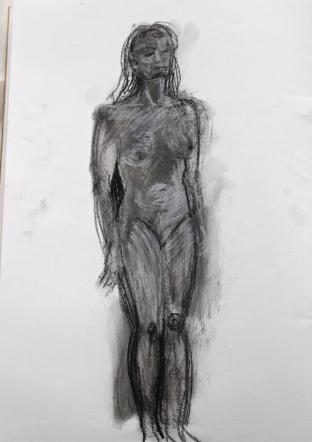 Standing 15-minute pose, black and white Conte on paper.